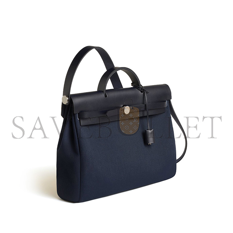 HERMES MASTER BLEU INDIGO HERBAG MESSENGER 39 BAG H084489CKAC (39*28*9cm)